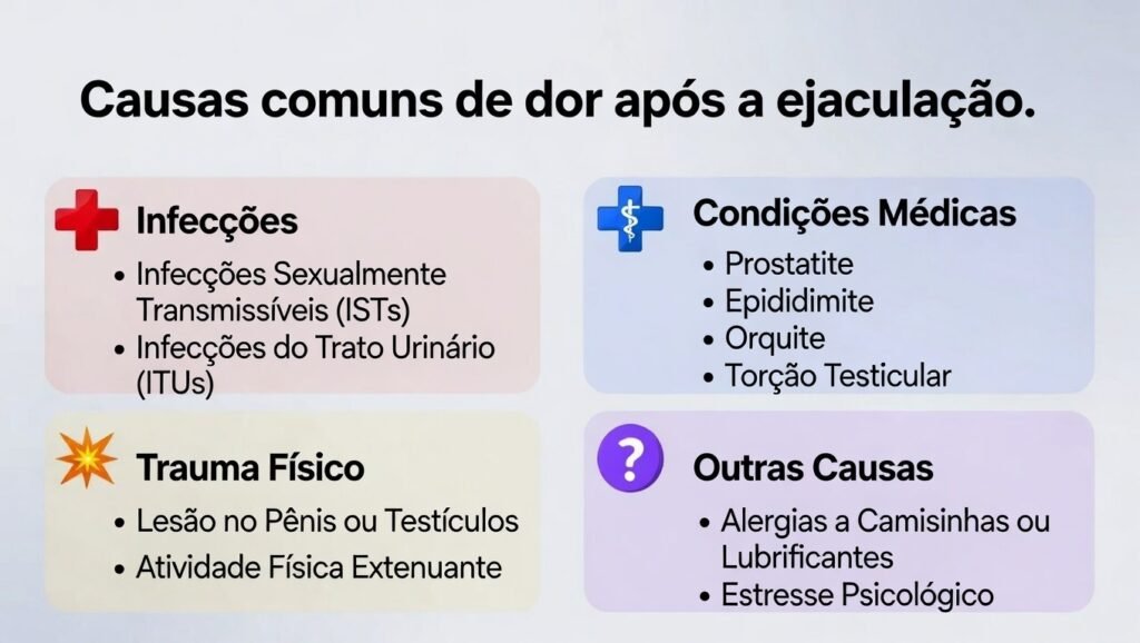 Infográfico sobre causas da dor após a ejaculação