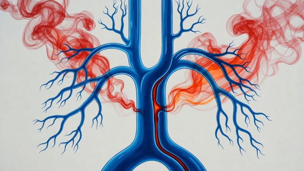 Ilustração mostrando como o cigarro prejudica a circulação peniana